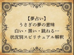 【夢占い】うさぎの夢の意味｜白い・黒い・跳ねる…状況別スピリチュアル解釈