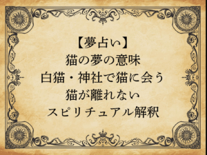 【夢占い】猫の夢の意味｜白猫・神社で猫に会う・猫が離れないスピリチュアル解釈
